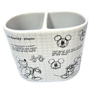 Disney Mickey Mouse Ceramic Toothbrush/Toothpaste Holder Sketchbook Style Cartoo